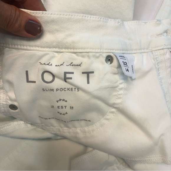 Loft Skinny White Denim Skinny Jeans Slim Pockets Button Trim - Picture 5 of 8
